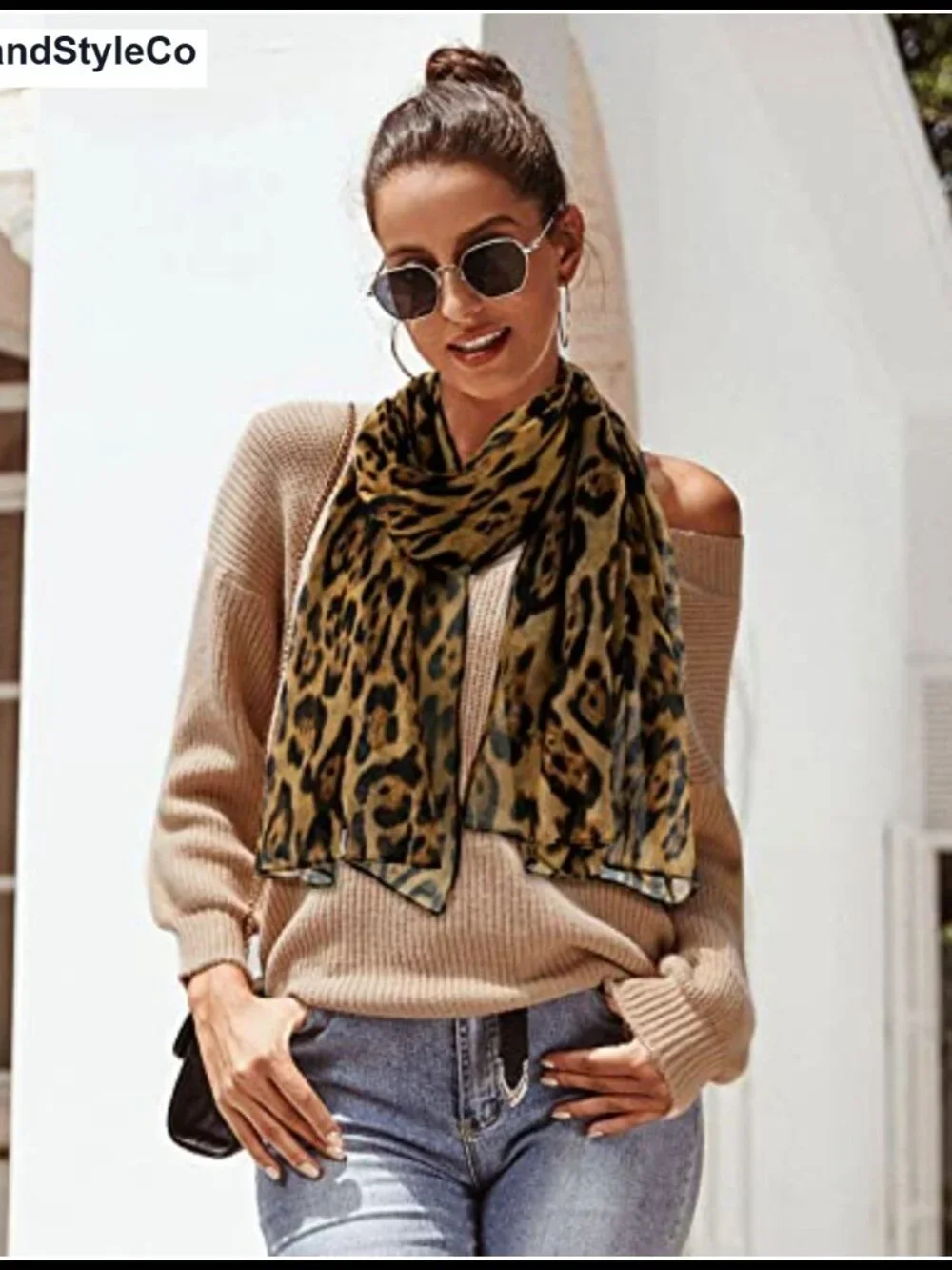 Viscose Leopard Print Lightweight Scarf Shawl Wrap for Women